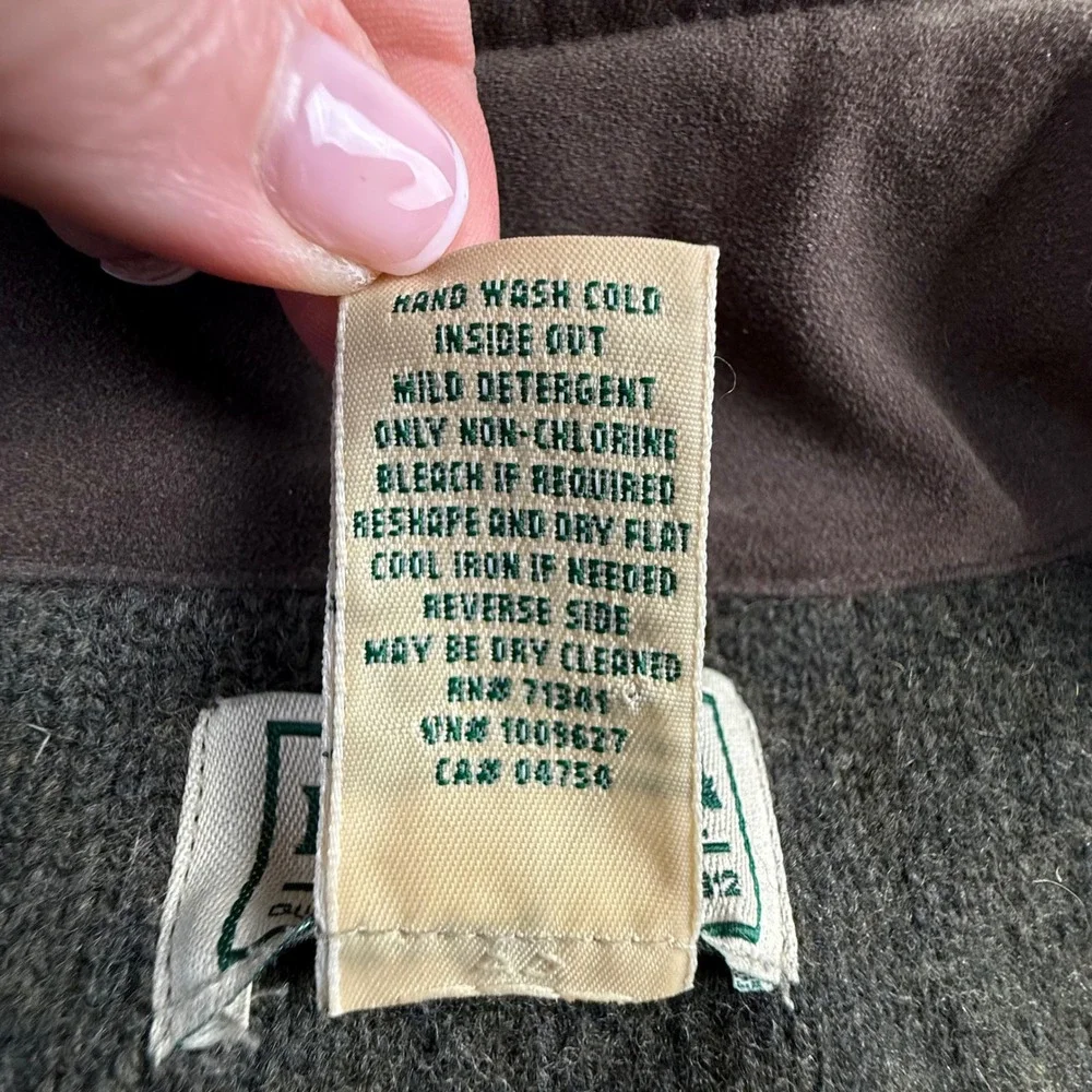 LL Bean Mens XL Merino Lambswool Full Zip Sweater Vest Olive Green 245457 Ribbed